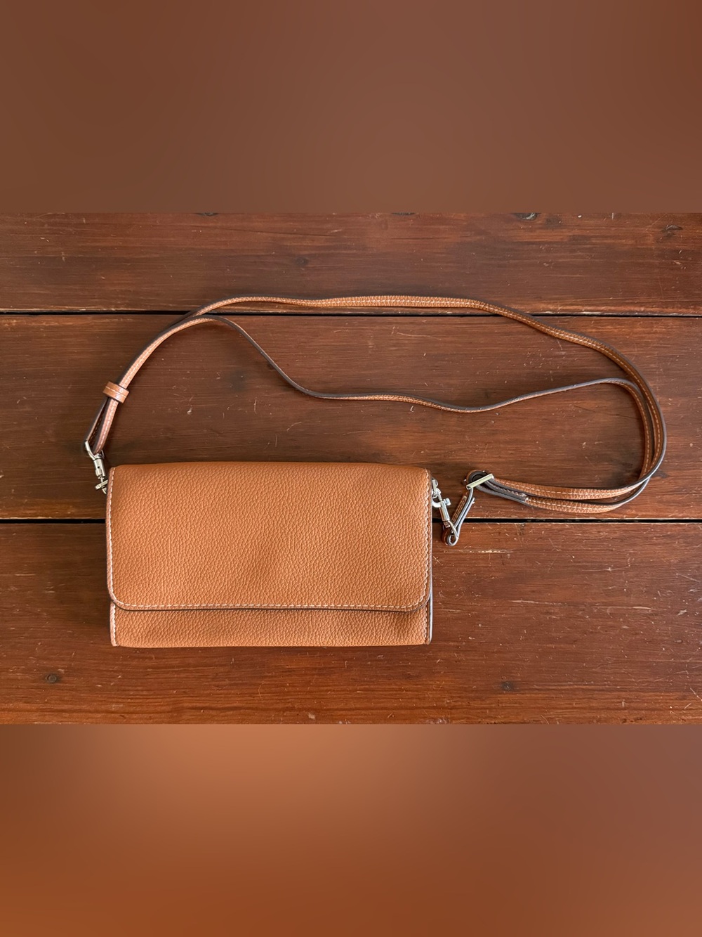 NWOT Vera Bradley Faux Leather Crossbody Wallet in Roasted Pecan